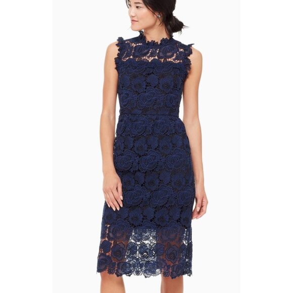 KATE SPADE Bicolor Lace Floral Sheath Midi Knee Length Dress \\ 0 - Picture 1 of 9